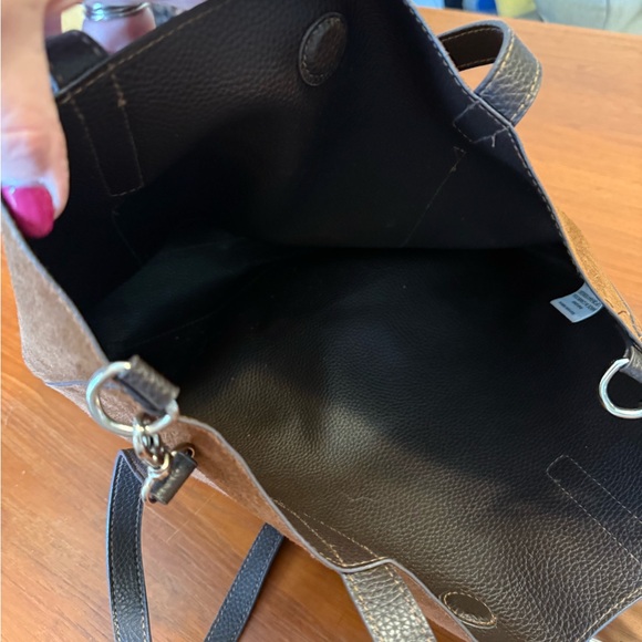 Brown Faux Suede Tote Bag with Brown Straps - Picture 2 of 6